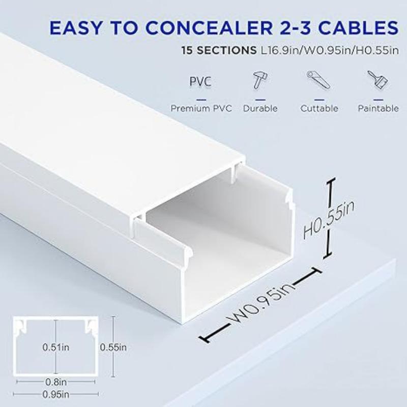 1 PAKET PVC kanal zemin montajı yüksek sıcaklık su geçirmez basmaya dayanıklı görünmez açık kanal (40cm × 10 adet + aksesuarlar)