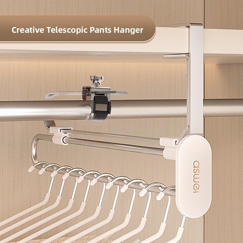 Retractable Pant Hanger Sliding Track Home Wardrobe Clothes Rod Duckbill Hanger Seamless Storage Device Pant Hanger A173kjg telescopic trouser rack