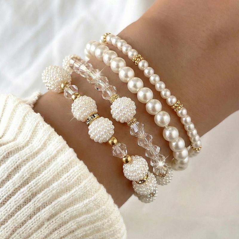 Bohemian Fashion Elegant Pearl Beaded Bracelet Set For Women Gift Jewelry