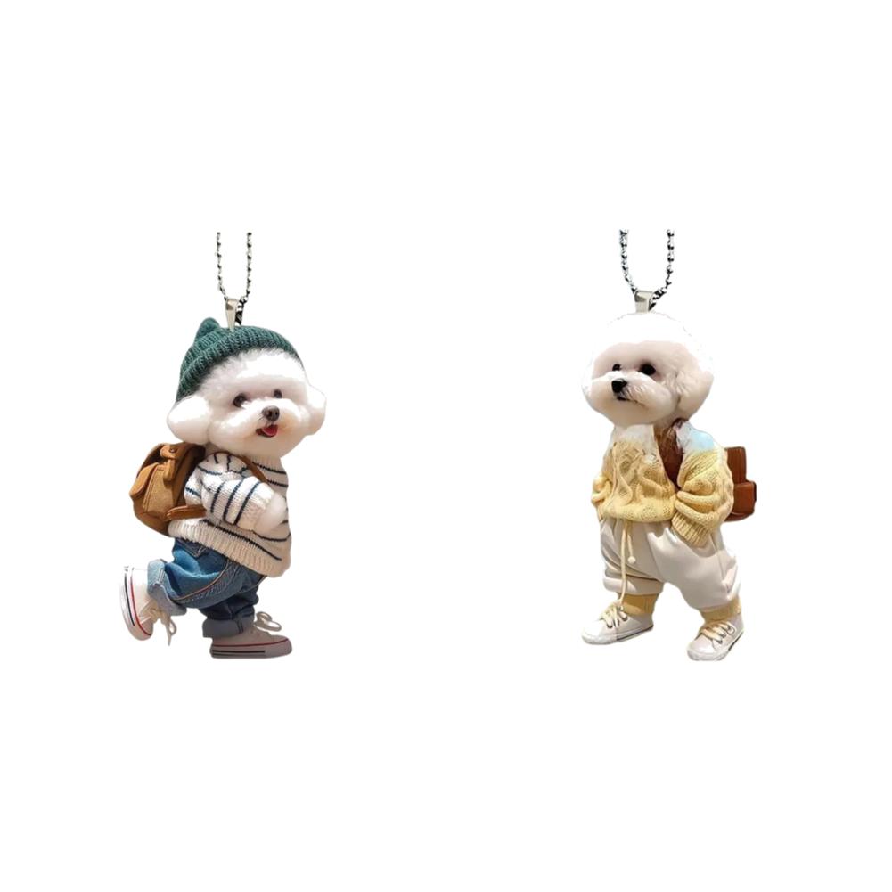 5-1PCS Acrylic 2D Creative Car Hanging Decor Realistic Animal Car Rearview Mirror Pendant Car Auto Interior Decoration