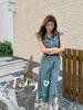 2026 Spring/Summer Women's Retro Sleeveless Denim Dress with Belt