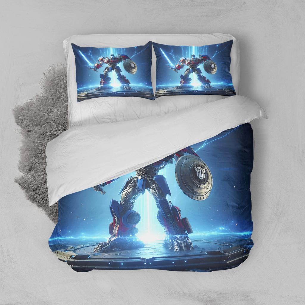 Juego de Ropa de Cama de Lujo Regalo de Cumpleaños Juegos de Cama de Dibujos Animados T-Transformers Exquisito Juego de Suministros para la Cama Funda Nórdica Juego de Colcha