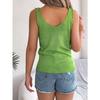 GMXIA Summer Solid Color V-neck Cutout Leaf Sleeveless Knitted Sweater Vacation Vest Women's Wear
