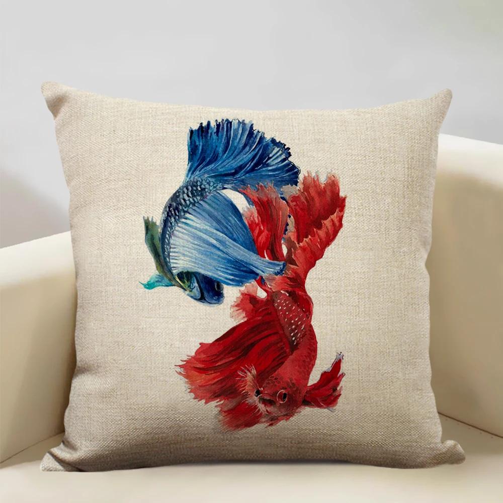 Watercolor Animal Horse Chicken Lizard Cow Antelope Decorative Pillow Case 45x45cm Cushion Cover for Sofa Home Decor