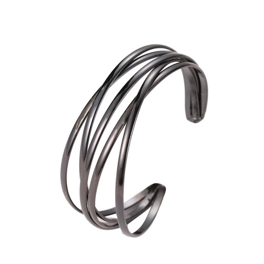 Adjustable Alloy Open Bracelet Multi-layer Cuff Bangle Fashion Wide Bangle Daily