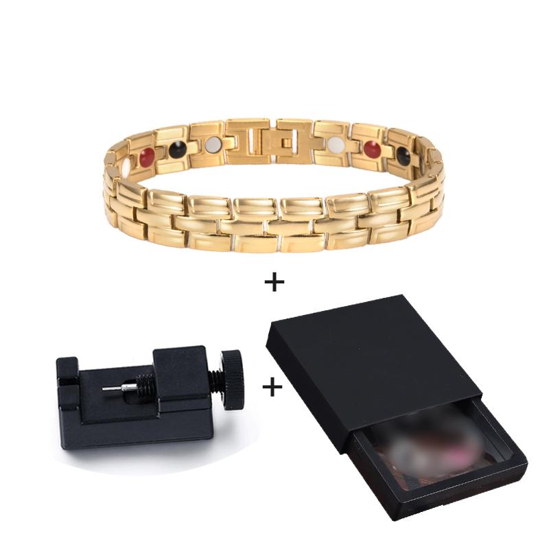 Vinterly Health Magnetic Bracelets Male Stainless Steel 12mm Wrist Band Magnet Men Hand Chain Link Energy Jewelry Waterproof