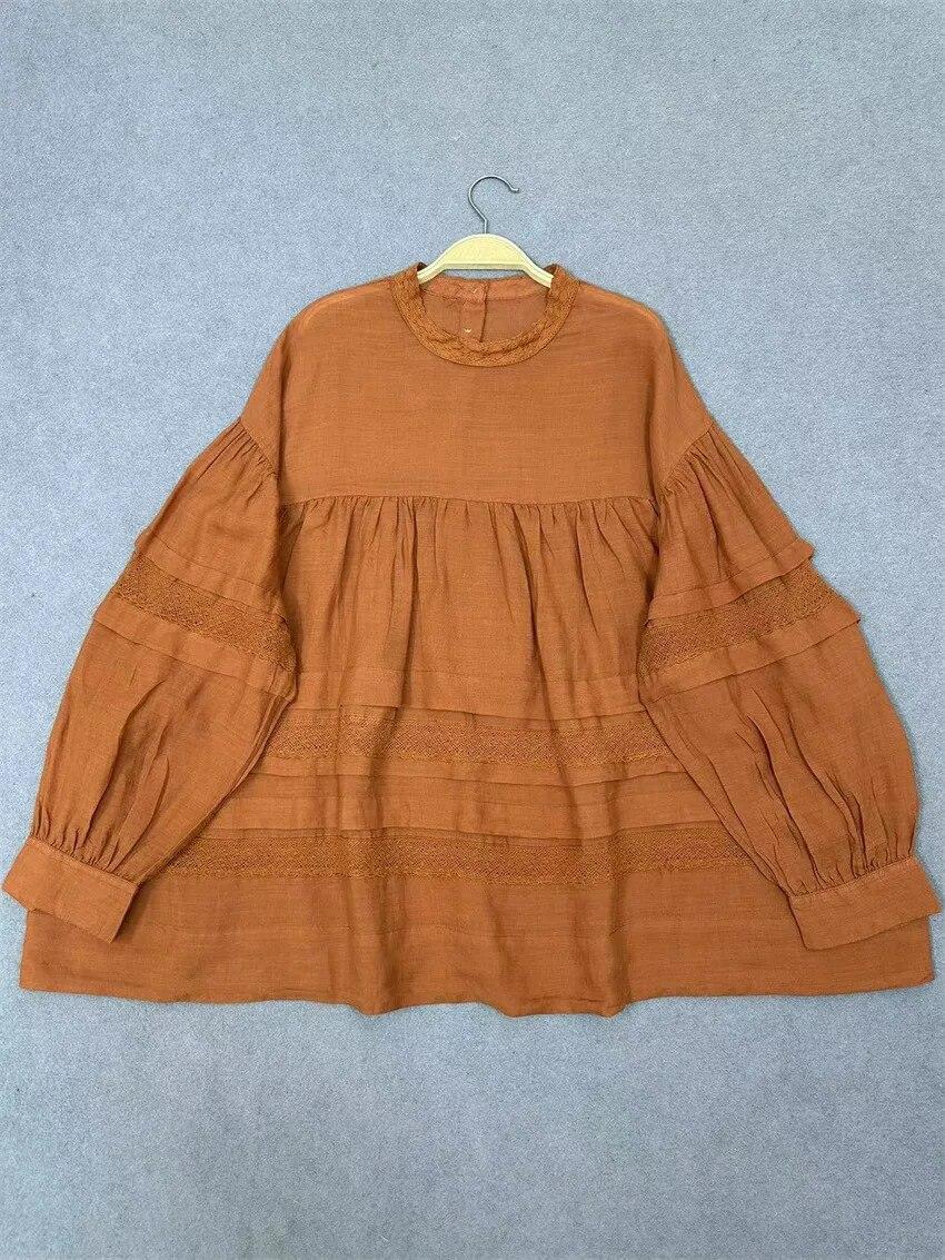 

Johnature весна-лето тонкие оборки солнцезащитные женские топы винтажные японские лоскутные кружевные свободные блузки Mori One Size розовый