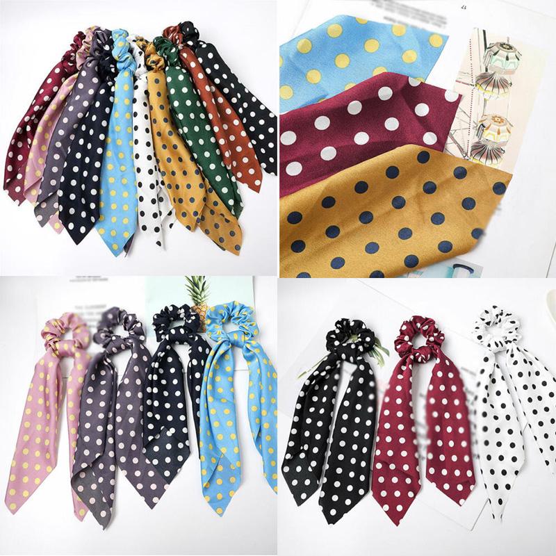 Buy Hair Elastic Bow Ties Ropes Scarf Print Ribbon Ponytail Big Dot