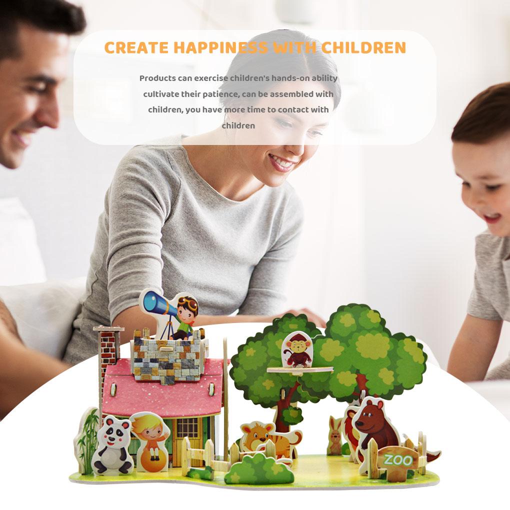 3D Paper Assembly House Model Children DIY Paper Building Architecture Model Kids Early Educational Toy Type 2