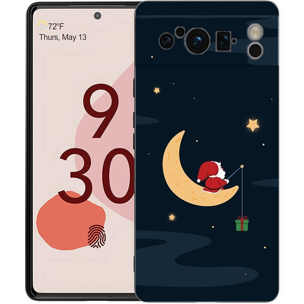 Funny Cartoon New Year Christmas Santa Phone Case For Google Pixel 9 8 7 6 Pro XL 8A 6A 7A 5G Soft TPU Black Cover Fundas
