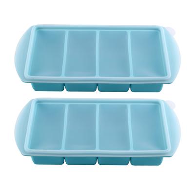 A25F-Silikon-Gefrierform mit Deckel-Lebensmittelformen Eiswürfelform, Gefrierbehälter, Suppe einfrieren & aufbewahren 2 Stück