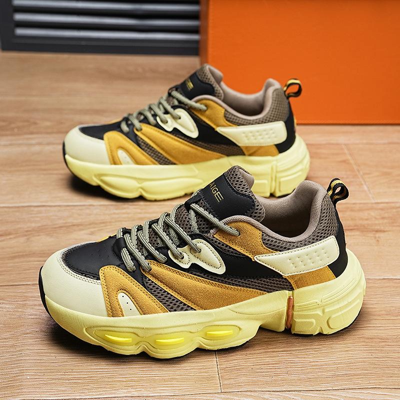 

Autumn and winter dad shoes leather thick inside warm trend casual shoes popular fashion versatile trendy shoes colorful sports men s shoes 45 коричневый