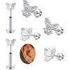 Silver Gold Cartilage Earring for Women Hypoallergenic Flat Back Earrings Threadless Helix Earring Tragus Studs 6mm Cartilage Jewelry Flatback