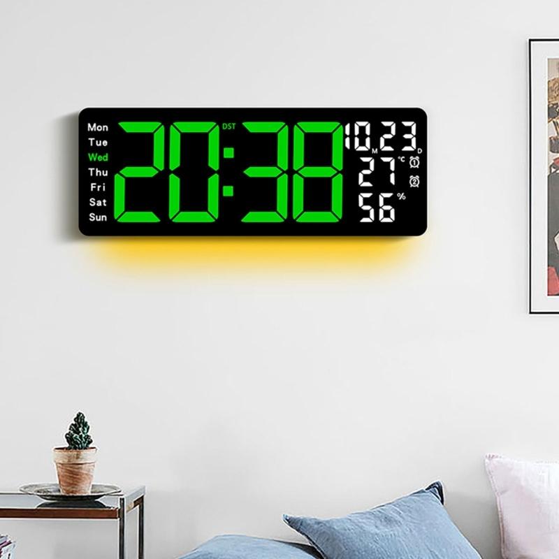 17.3Inch LED Digital Clock with Auto Brightness Adjustment and Time Management Alarm Temperature Date Week Display