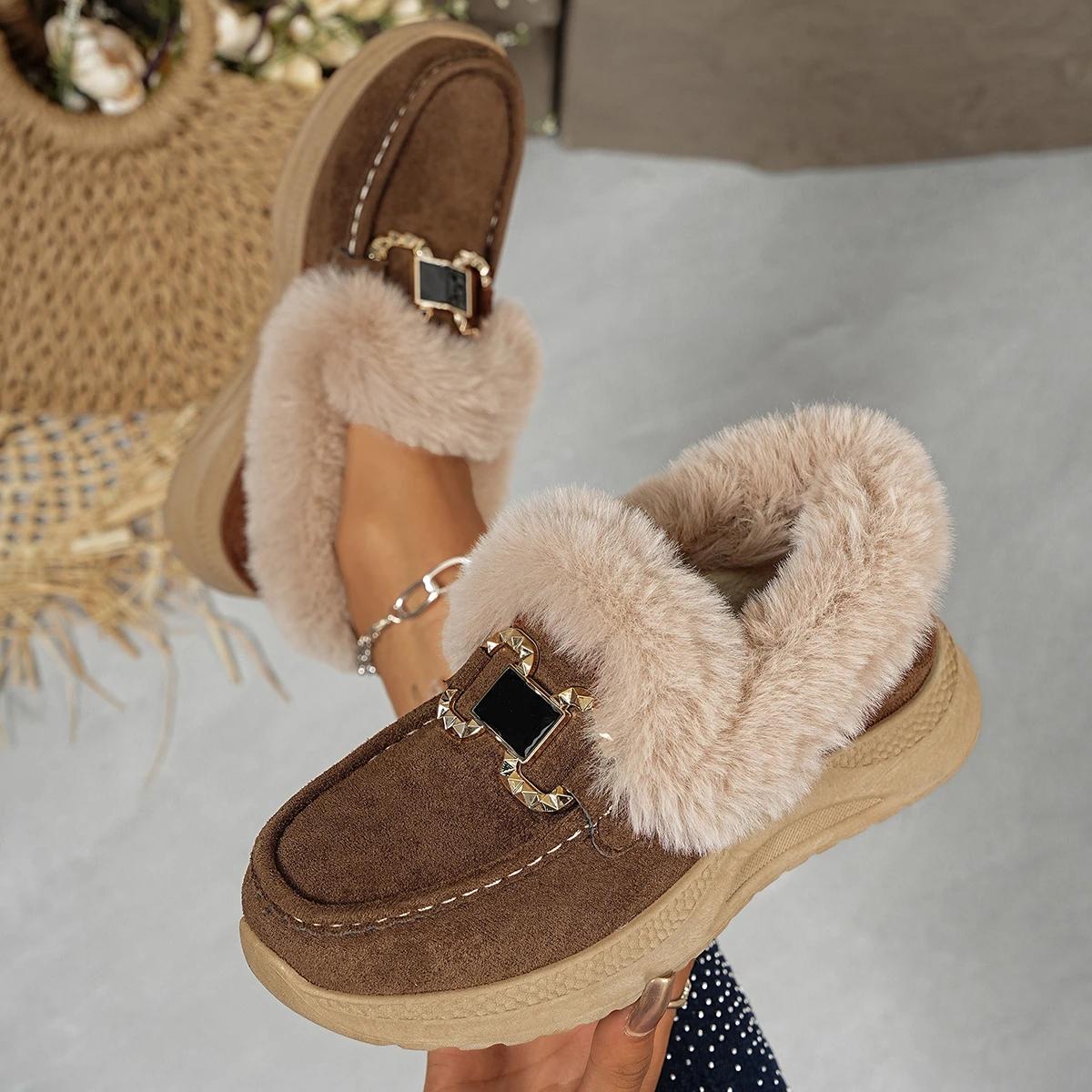 Dames Sneeuwlaarzen   Comfortabele Korte Laarzen Casual Effen Kleur Enkellaarsjes Dames Herfst Winter Verdikte Warme Schoenen Dames 39 brown