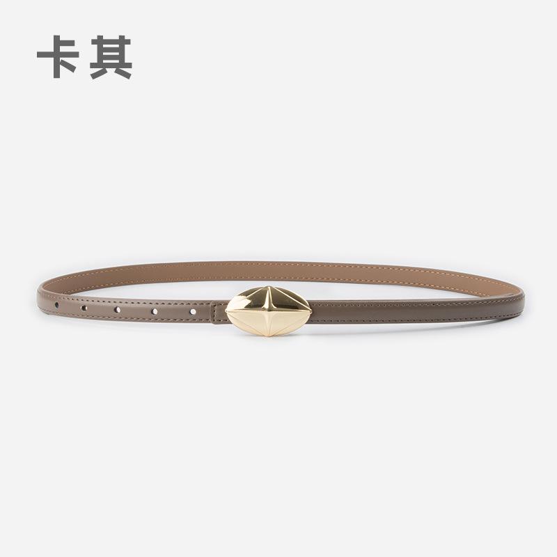 Leather Women'S Fine Belt Cowhide Retro Women'S Simple Hong Kong Style Premium Black Women'S Belt