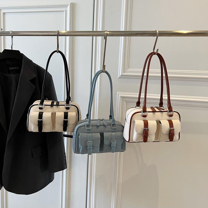 Retro Pillow Bag Merging Bowling Shape Stylish Handheld Shoulder Bag for Work & Commuting Women Underarm Bags