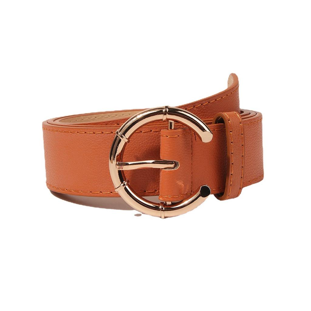 New C-shaped Bamboo Buckle Small Lychee Pattern Belt Fashionable Female White-collar Urban Clothing Belt