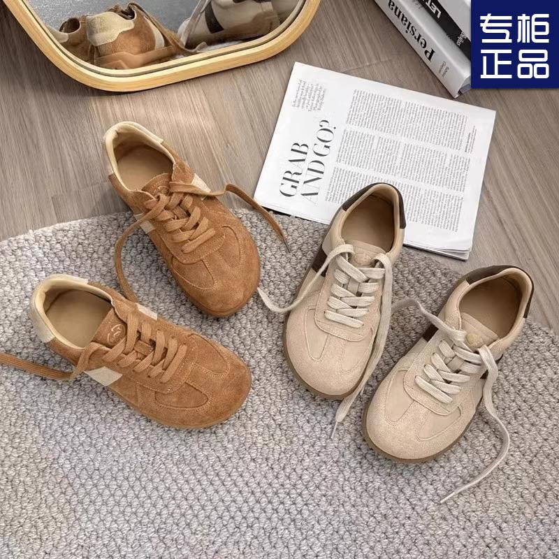 Round Head Doll Head German Training Shoes Women's 2025 Spring and Autumn New Korean Version Flat-soled Forrest Gump Shoes Casual Sports Board Sho