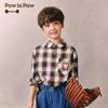 PawinPaw Boys' Cartoon Bear Plaid Lapel Shirt