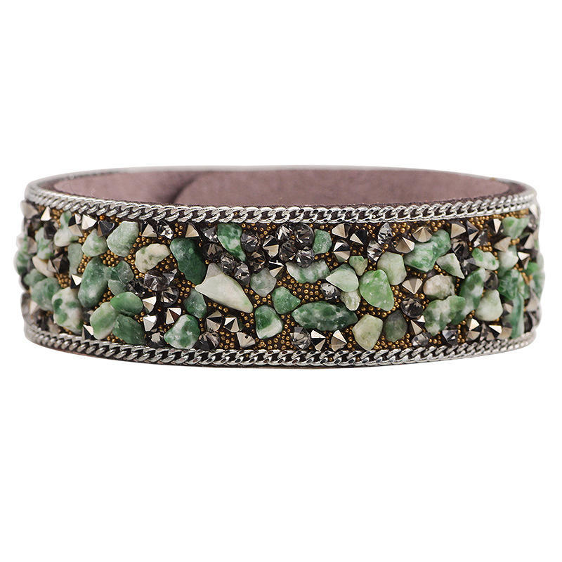 JMXD Suede Microfiber Leather Bracelet Crystal Stone Bangle Colorful Beaded Hand Chain Fashion Women Model Accessory Trendy Statement Jewelry