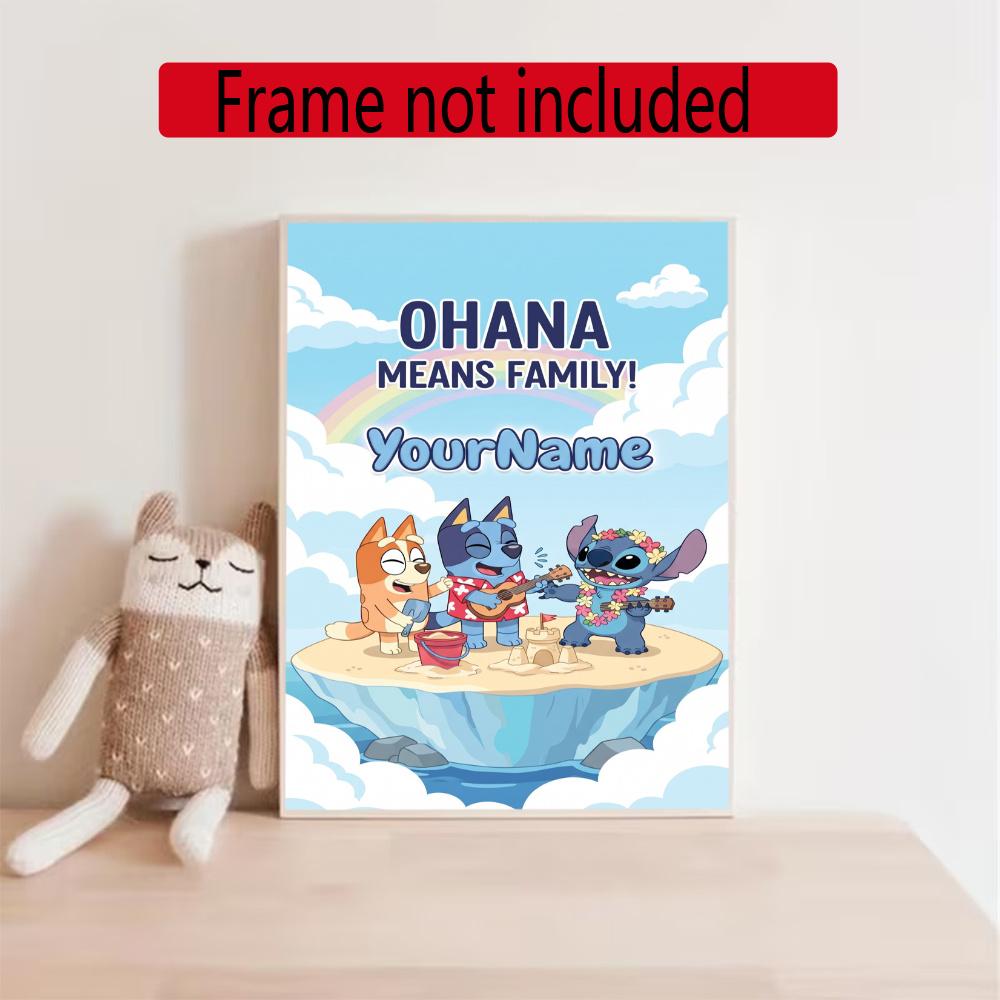 Bluey Customize Your Name Diamond Painting Round Diamond Diy Frameless Holiday Artwork Suitable For Home Office Wall Decoration