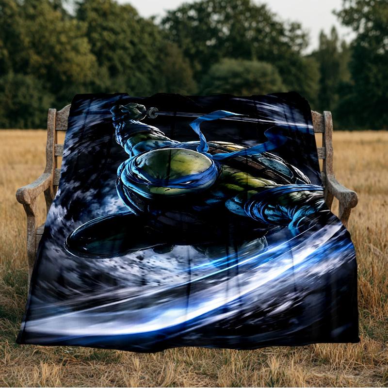 Turtles Team Adventure Blanket Flannel Throw for Sofa, Indoor, Camping, Living Room, Office, Chair, And Bed Soft Birthday Gift