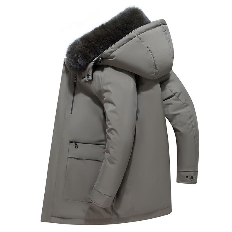 

Winter middle-aged and elderly down cotton jacket dad casual wear fashionable detachable double-layer thickened cardigan down jacket XXXXL хаки