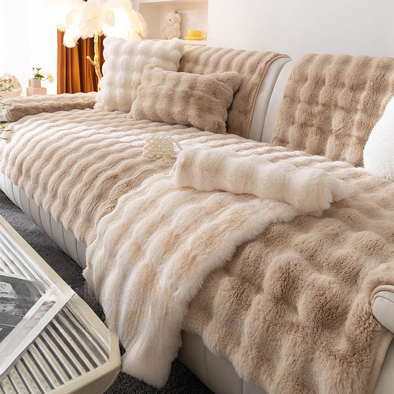 Plush Sofa Cushion Thickened Fleece Cushion Non-Slip Leather Sofa Cover High-End Nordic Simple Winter