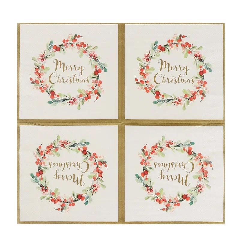 20pcs/Pac 33*33cm 2-Ply Disposable Party Napkin Christmas Pattern