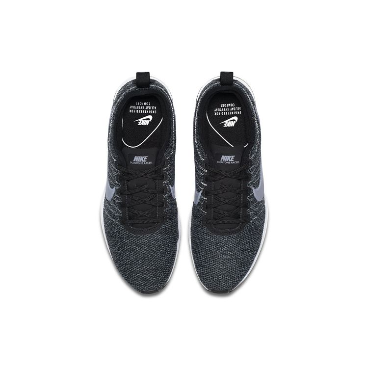 Nike Dualtone Racer Casual Fabric Shock Absorption Non-Slip Wear-Resistant Breathable Low-Top Running Shoes Women sneaker Black Silver AH0312-003