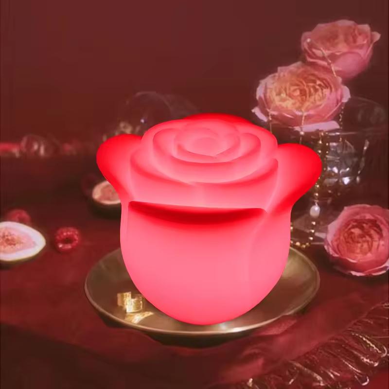 Bar Rose Motif Lights Rechargeable Rose-shaped Table Lamp Colorful Remote Control Decoration Bedside Light