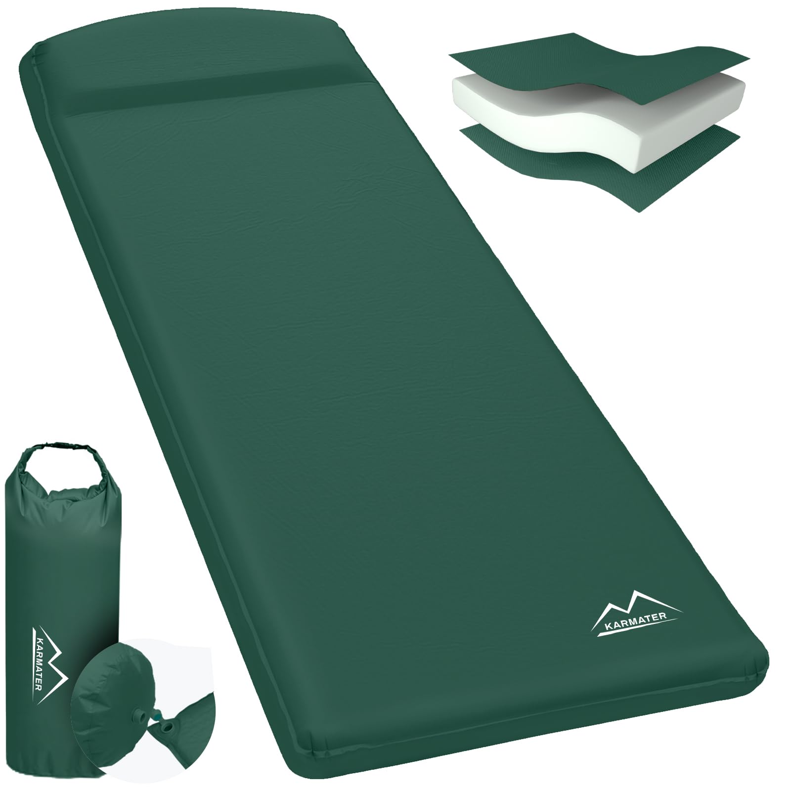 

Коврик для кемпинга, надувной коврик, толстый, 8 см, вставная подушка, широкая, R Value, надувной коврик, коврик для сна в машине, компактный, автоматический, надувной, походное снаряжение, постельное белье, надувная кровать зелёный