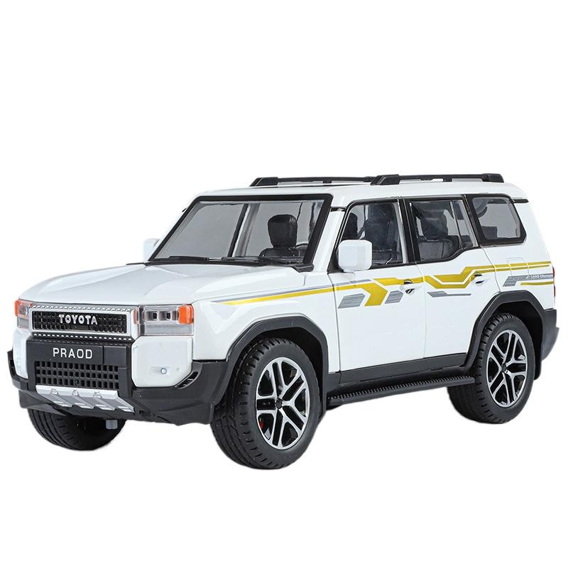 

1/24 Toyota Land Cruiser Prado 2024 внедорожник литой игрушечный автомобиль модель звук и свет детские игрушки коллекционные подарки на день рождения белый