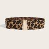 Leopard Retro Print Metal Buckle Wide Elastic Waist Belt Women Street Look Style