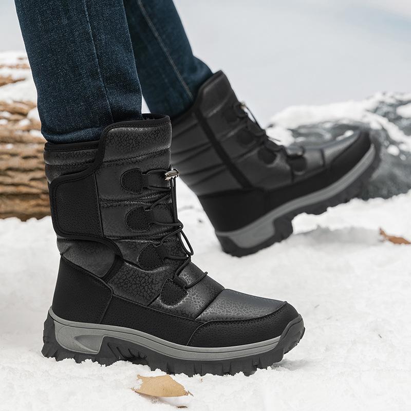 Fashion 2025Warm Men Plush Snow Boots High Top Winter Men's Boots Waterproof Winter Motorcycle Outdoor Anti-Slip Men Hiking