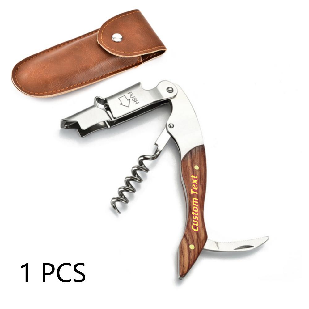 Stainless Steel DIY Wood Handle Wine Personalized Corkscrew Professional Wine Opener Portable Multifunction Kitchen Accessories 6