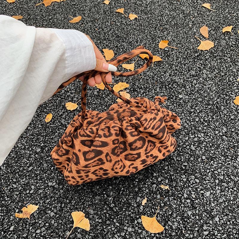 Leopard Print Pleated Cloud Shoulder Bag - Stylish Women's Crossbody Niche, New Collection