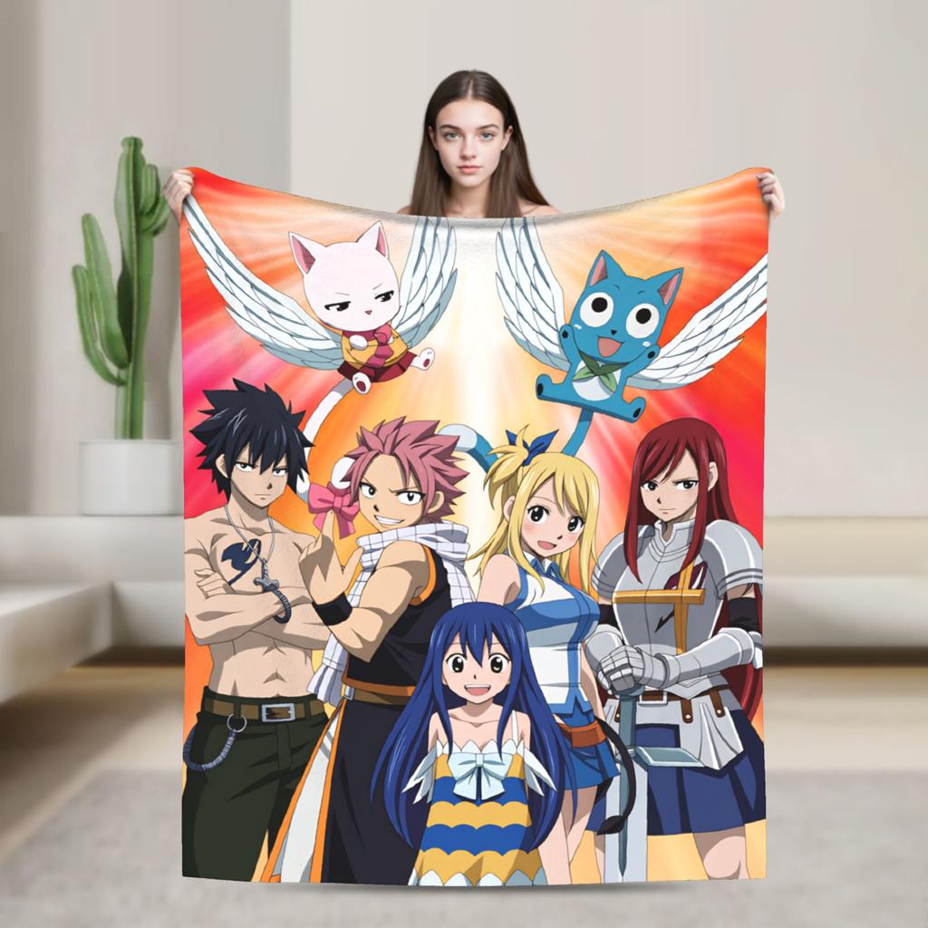 Fairy Tail Warm Soft Blanket Japanese Anime Travel Plush Throw Blanket Aesthetic Couch Chair Flannel Bedspread Sofa Bed Cover