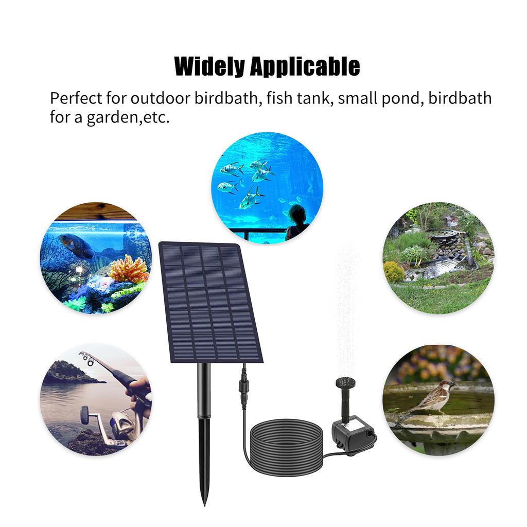 2,5 W Solar-Brunnenpumpe mit 4 Düsen, wandmontierte Plug-in-Brunnenpumpe für Aquarium, Garten, Pool, Aquarium