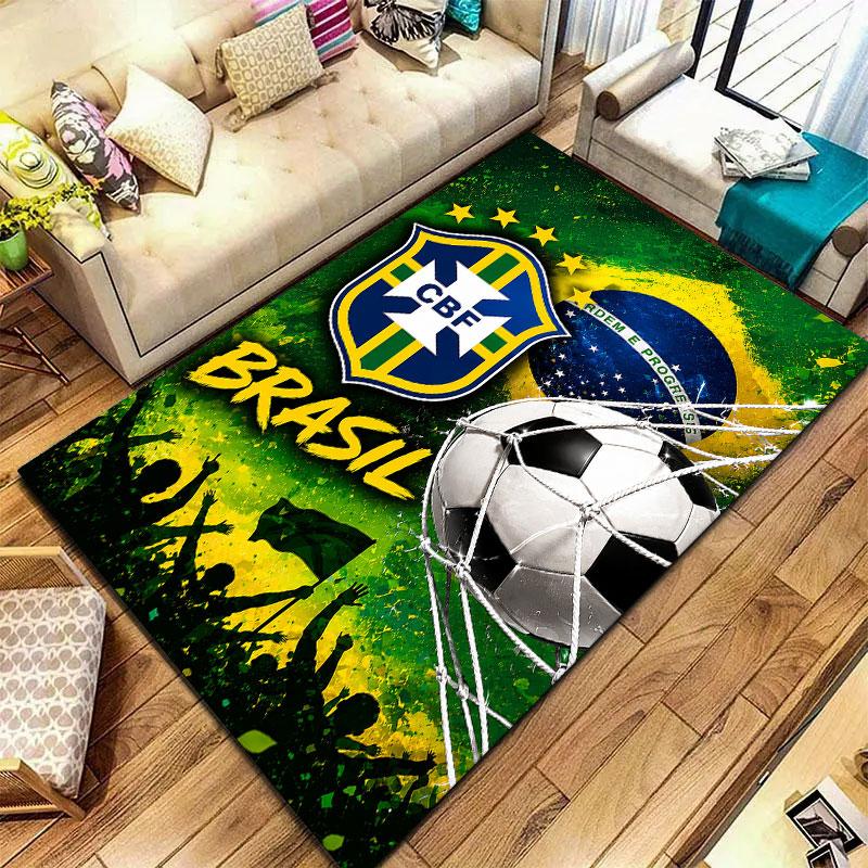 Brazil National Football Team Carpet Rug for Living Room Bedroom Home Sofa Decoration,Kids play Non-slip Floor Mat