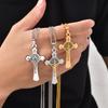 Vnox Saint Benedict Catholic Cross Pendant Necklace for Men Women, 50/60/70cm Stainless Steel Link Chain, Religious Jewelry Gift