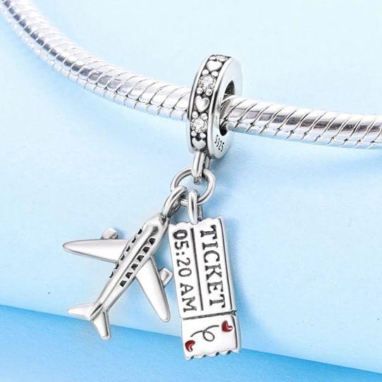 Charm Plane And Ticket Travel Metal Pendant Fit Bangle Making Fine Accessory Elegant Fashion Beautiful Lovely Exquisite Charming Cute Delicate