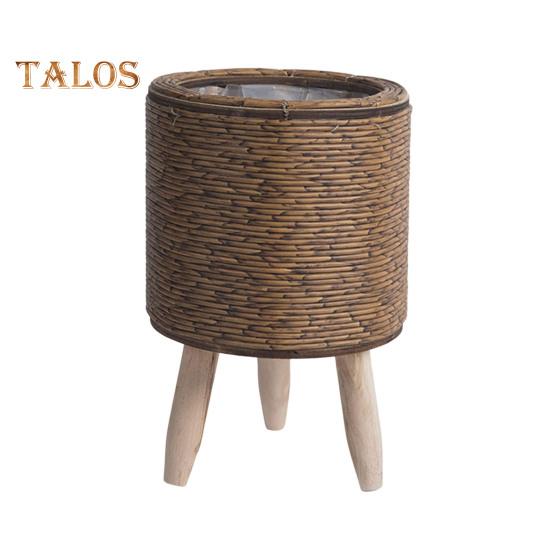 

Плетеный из ротанга цветочный горшок для дома и улицы цветочный горшок с ножками ручной работы кактус суккулентный держатель контейнер для дома балкон садовое украшение света кофе