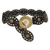 Comfortable Round Disk Waist Belt For Women PU Leather Strap With Ethnic Motifs Everyday Wear