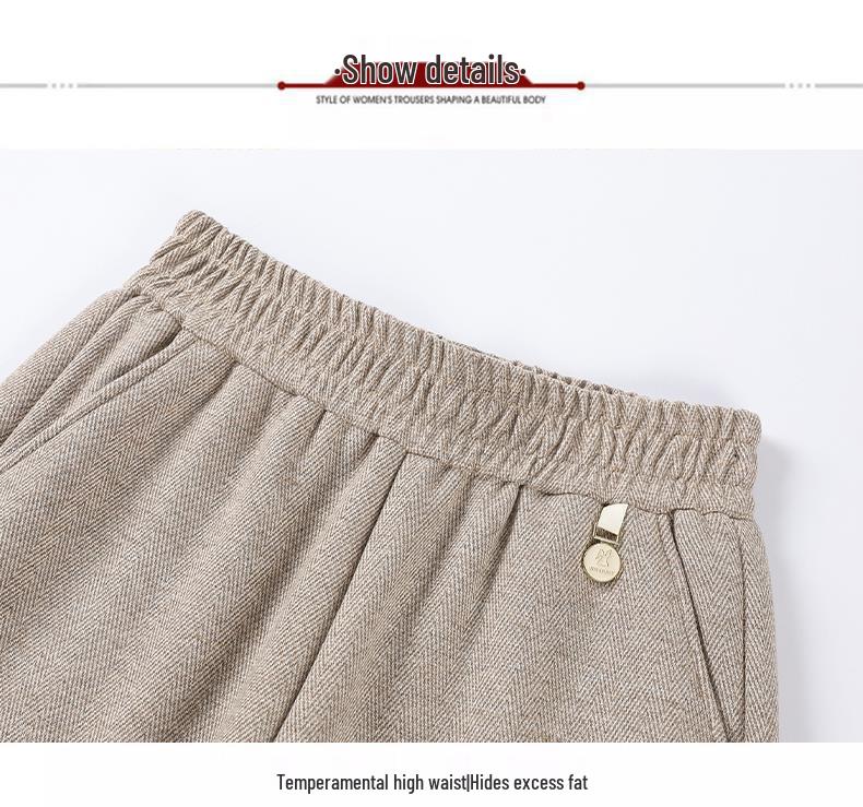 2024 Fashionable High-Waisted Woolen Pants for Middle-Aged & Elderly Women - Elastic Waist, Loose Fit, Plus Size for Autumn/Winter