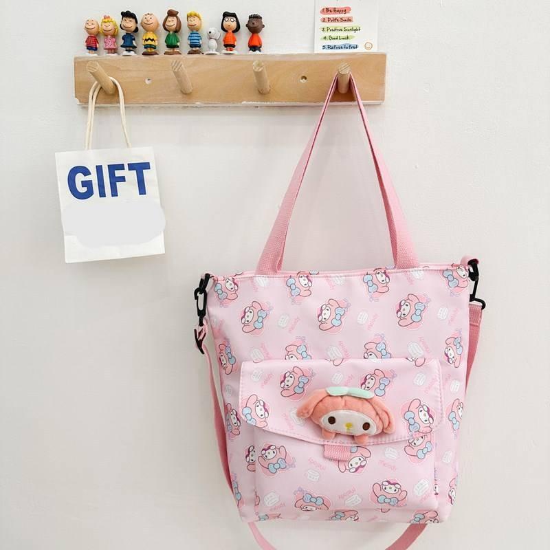 My Melody Nylon Crossbody Bag Lightweight Waterproof Tote For Kids Daily Use**