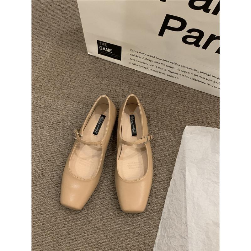 

Antumn балетки с квадратным носком, модные туфли Мэри Джейн на низком каблуке, повседневные туфли серебристого цвета с мелкой пряжкой и мягкой подошвой 35 абрикосовый