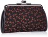 Indenya Parent-Child Clasp Coin Purse, 340cm, Black Deer Leather with Red Lacquer, Dragonfly Pattern, 1501-21-008