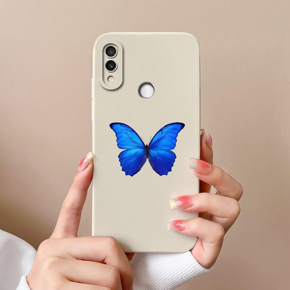 For Redmi Note 7 Pro 7S Case Butterfly Soft Liquid Silicone Camera Protection Back Cover For Xiaomi Redmi Note 7 S 7Pro Funda